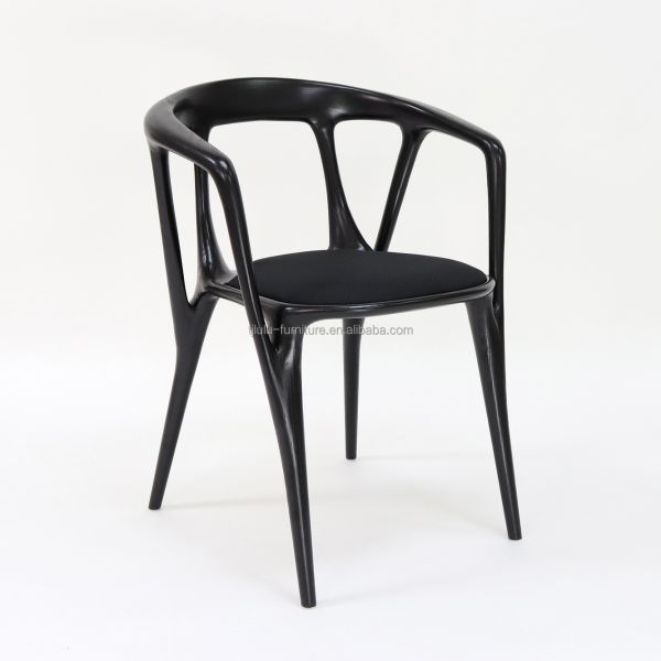 2024 Vintage Nitrolacquer Finish Madera Artística Muebles personalizados Tejido Tapicería Silla de comedor para restaurante