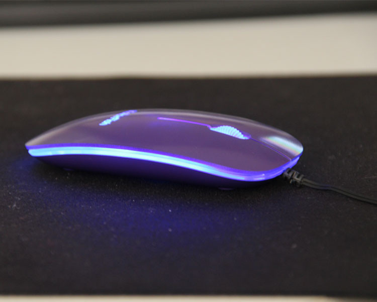 Blue Light Optical Computer Wired Mouse With Laser LOGO Retractable Cable