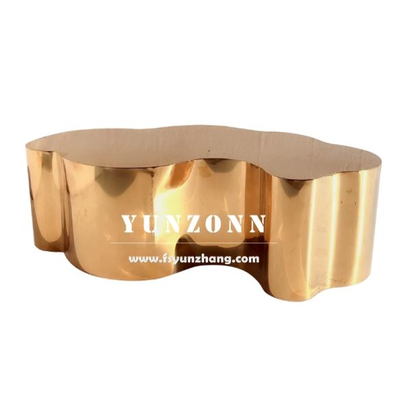 Gold Hollywood Unique Creative Design Coffee Table Luxury Metal Stump Type Center Table for Home Dining and Living Room Use