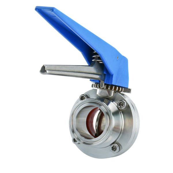 304 Stainless Steel Sanitary Manual Tri Clamp Butterfly Valve with Multi Position Blue Duckbill Handle BFVTC Series