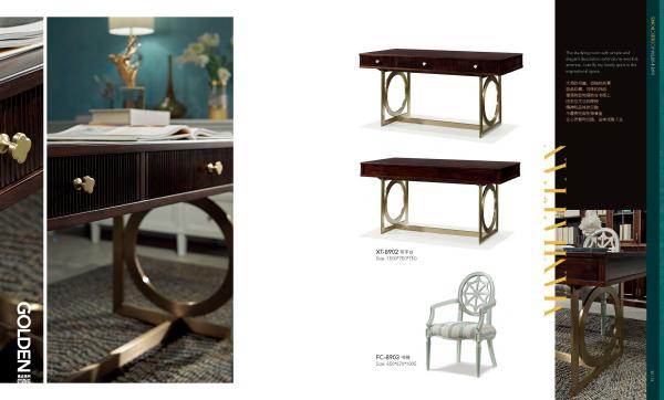 Leisure American style Study room furniture of Bookcase set with Cabinets and Office desk table