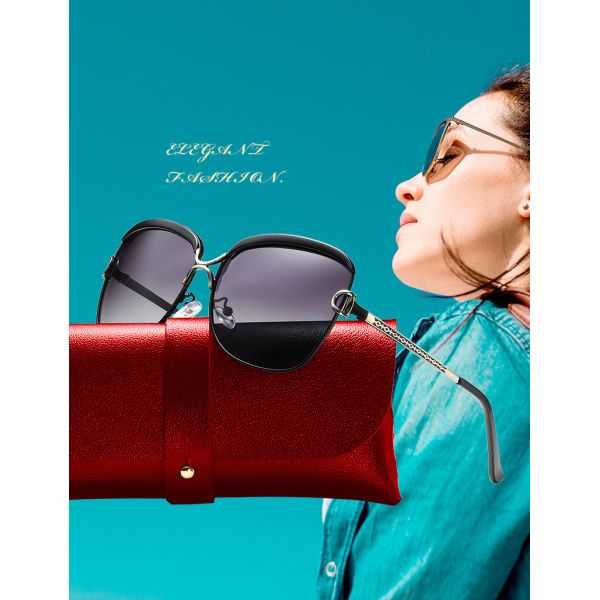 BSCI 145MM Women Polarized Vintage Big Frame Sunglasses Ladies Shades