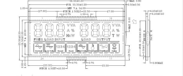 2.2  Inch HTN Segment Lcd Display Module,  Driving Voltage 1/4D,1/3B ZEBRA Connecting