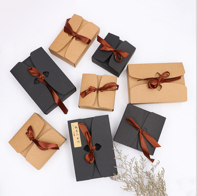 CE FDA Kraft Paper Mooncake Packaging Box With Ribbon