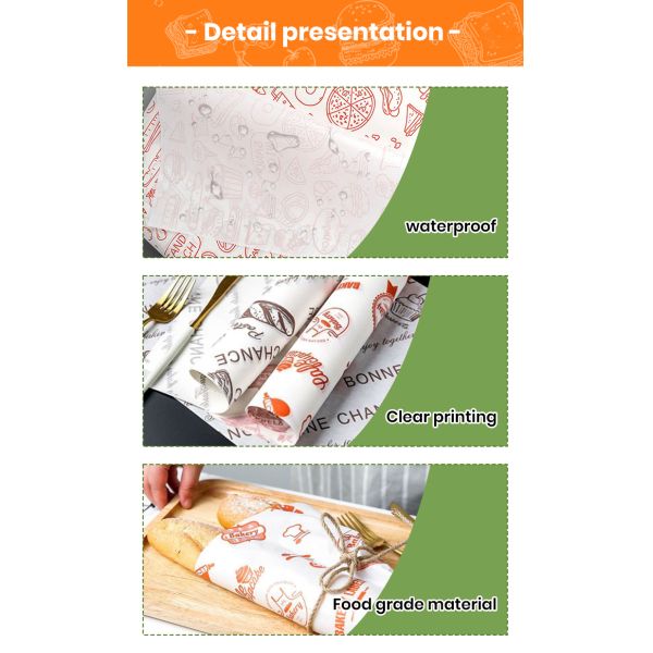 Food Grade Sandwich Wrapper Hamburger Packaging Sandwich Burger Wrapping Paper