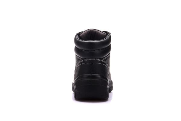 Antistatic Black Leather Safety Shoes With Wide Steel Toe Cap / Steel Plate