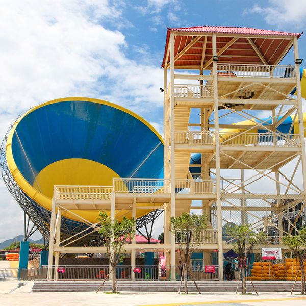 Commercial Water Slide Giant Horn Raft Water Slide 4-Person Raft FRP 304 Stainless Steel 12-Year Warranty