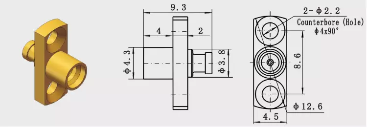 Female Limited Detent 2 Holes Flange SMP RF Connector