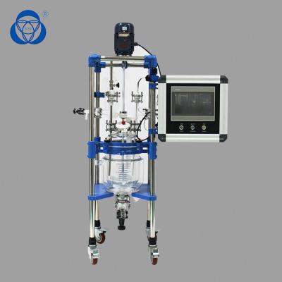 Double Jacketed Glass Reactor , Lab Glass Reactor For Alcohol Distillation