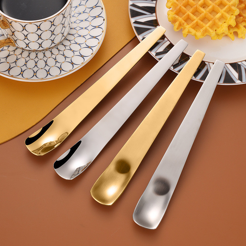 Customized Metal 304 Stainless Steel Ice Cream Scoop Slender Spoon for Dessert Square