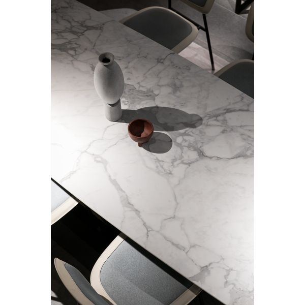 Italian Light Luxury Ceramic Dining Table Simple Marble Small Family Rectangular Dining Table Metal
