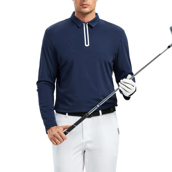 Umidade Deslizante Seco Camisa Manga Longa Customize Streetwear Meio Zip Up Neck Camisa de Golf