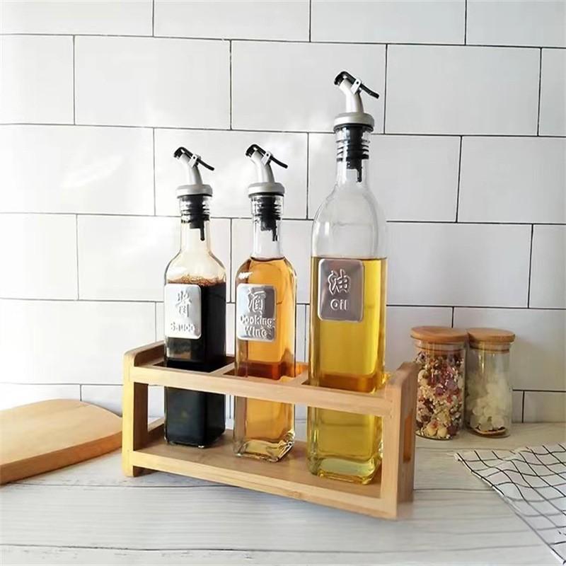 Multi-Layer Bamboo Wood Seasoning Storage Box Kitchen Table Condiment Rack with Spice Storage for Pot Use