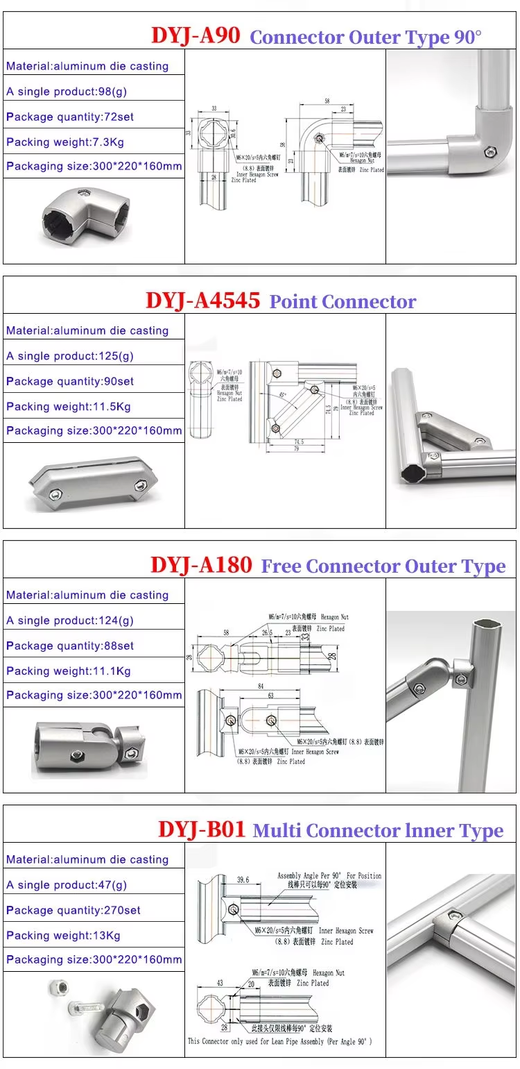 DYJ28-A01 New Generation Industrial Profile Lean Pipe Connector Applied In Workshop And Factory