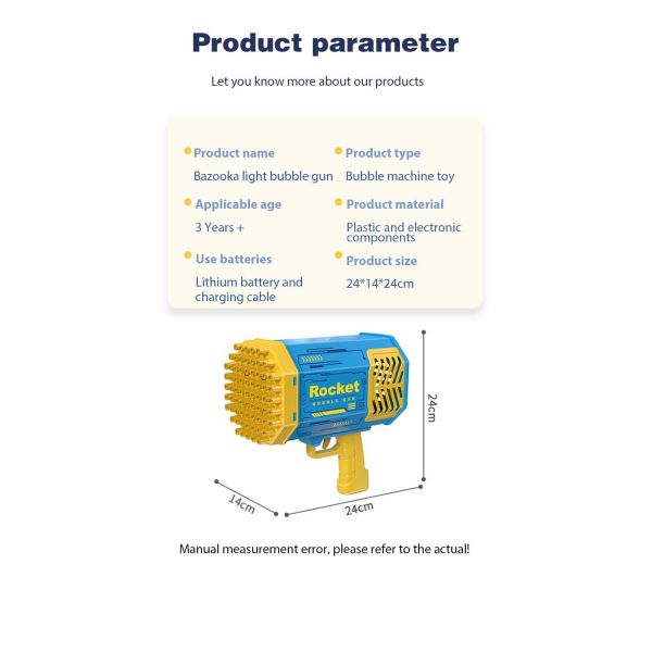 40 trous fusée bulle mitrailleuse jouet savon Bazooka pour les activités de plein air
