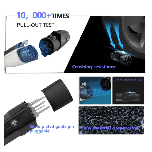 Black 7KW 32A 220V Type1/J1772 to Gbt Electric Vehicle Charger Adapter for Car Charging Connector Converter Electric