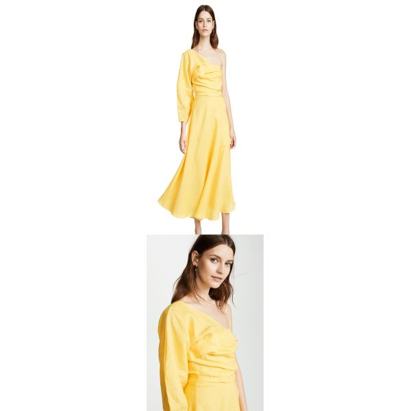 Fashion Asymmetrical Clothing One Shoulder With Long Sleeve Woman  Maxi Dress Summer