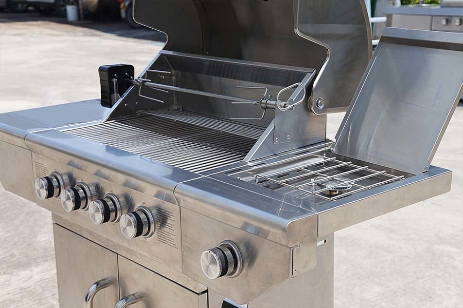 All Stainless Steel Mobile Freestanding BBQ Grill Cabinet With Side Burner