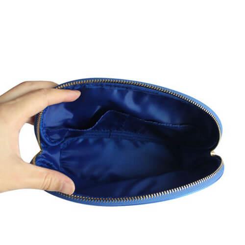 Custom Blue Travel Zipper Cosmetic Bags With Metal Company Logo