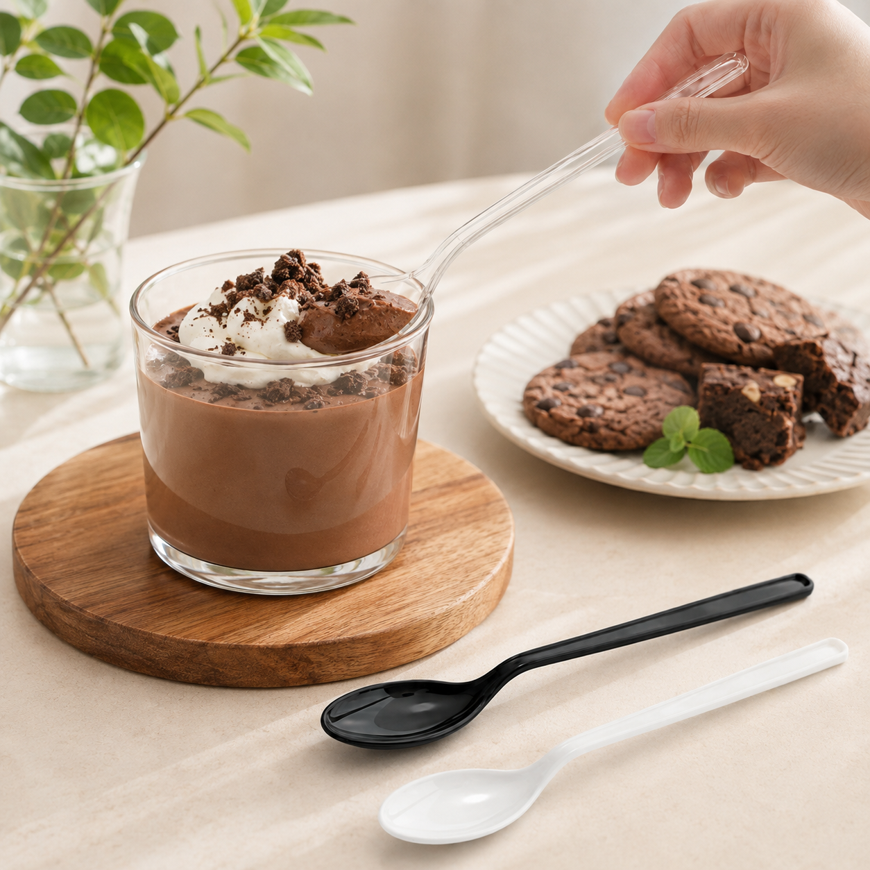 7 Inch Deep Bowl Disposable Plastic Spoon for Soup Takeaway Catering