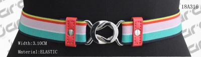 Rainbow Elastic Tape Womens Stretch Belts PU Part / Nickel Buckles Available
