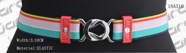 Rainbow Elastic Tape Womens Stretch Belts PU Part / Nickel Buckles Available
