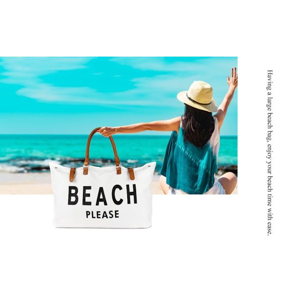 Extra Large Canvas Beach Bag Beach Tote Bag For Women Waterproof Sandproof, Canvas Tote, Cotton Bags, Travel Bag