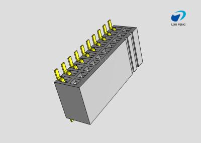 Female header, PCB Mount Receptacle, side plug, Board-to-Board, 20 Position, 1.27mm Pitch, Shrouded, Gold Flash, SMD