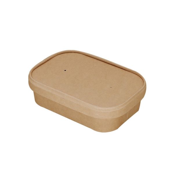 Fast Food Rectangular Kraft Paper Packaging Food Grade Paper Bowl Disposable Bowl