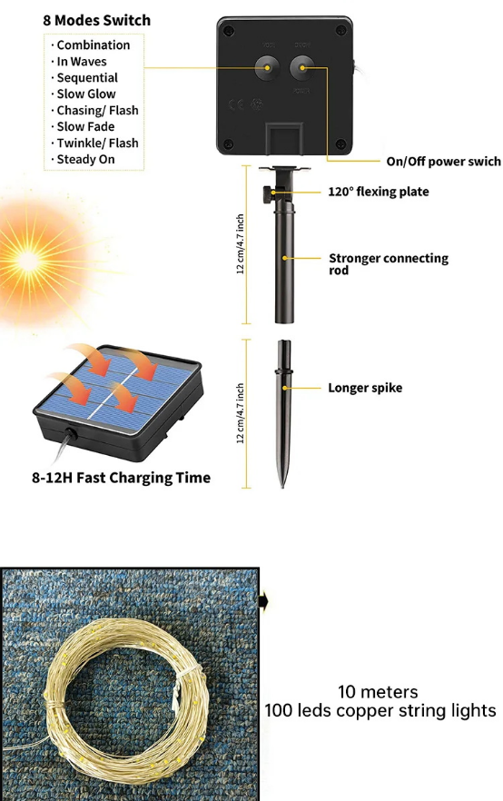 Рождественские светодиоды наружные водонепроницаемые солнечные рождественские украшения