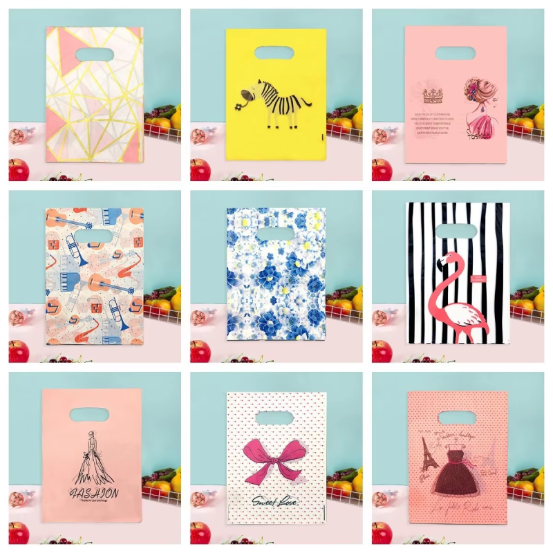 Wholesale PE flat-mouth clothing store bag manufacturer advertising gift plastic handbag with logo plastic shopping bag