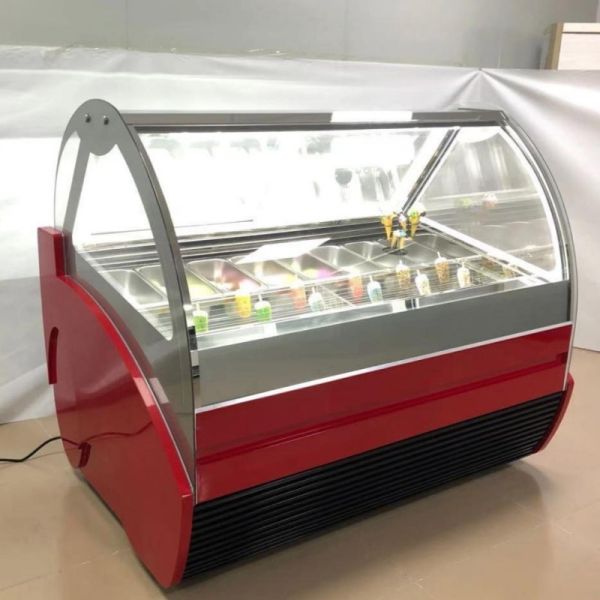 Front Visible Glass Italian Gelato Showcase Popsicle Ice Cream Display Freezer