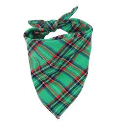 Custom Printed Red Plaid Dog Scarf Spring Flowers Large Dog Bibs