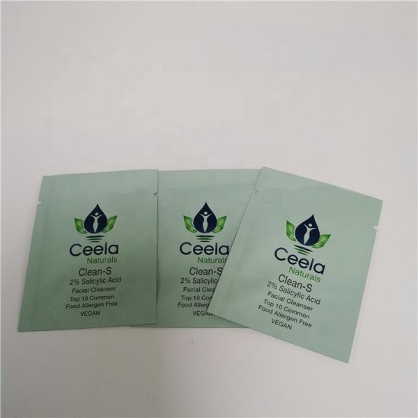 Cosmetic 3 Side Seal Sample Bag Aluminum foil sample sachets cream cosmetics packaging bags