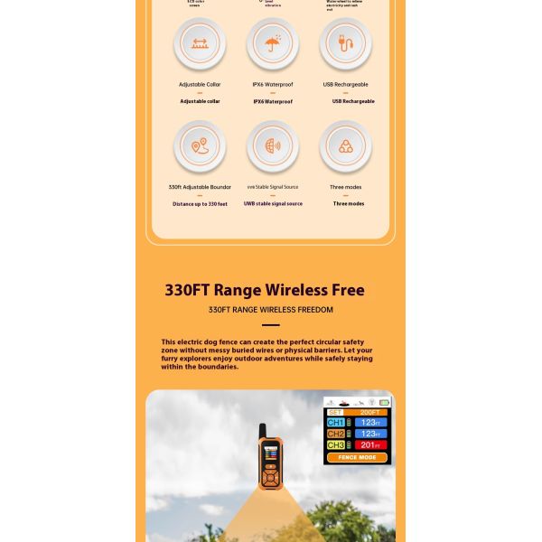 Precision Dog Trainer Multi-Functional Hand-Held Wireless Electronic Fence Forbidden Zone Waterproof IP67 Pet Training Supplies