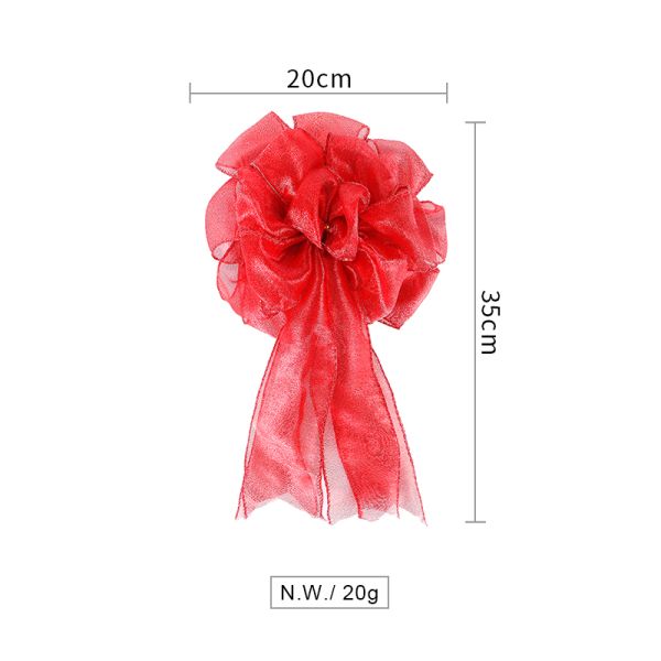 Polyester MSD Ribbon Premade Big Red Organza Ribbon Bow With Wired Edge Gift Wrapping In Bulk