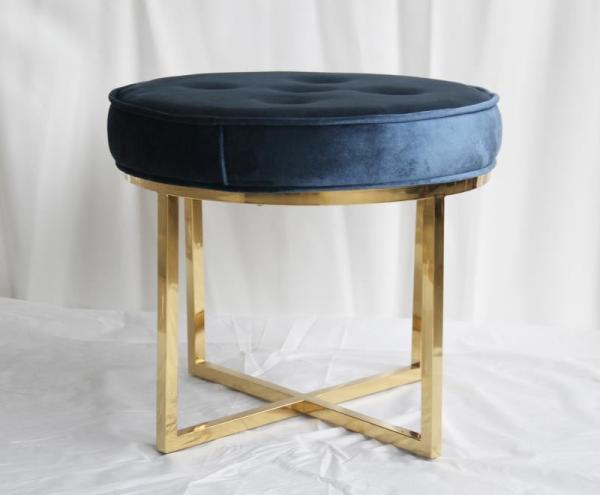 Round Velvet Stool Ottoman with Stainless Steel leg for shipping mall