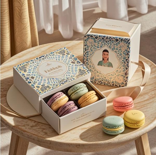 Low MOQ Customized Luxury Logo Paper Macaron Packaging Box with Divider Paper Packaging Macaron Gift Box