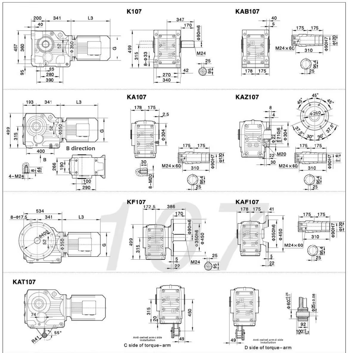 KA37-49.79 0.37kW 90 Degree Helical Bevel Gearbox Reducer Gear Motor with High Efficiency