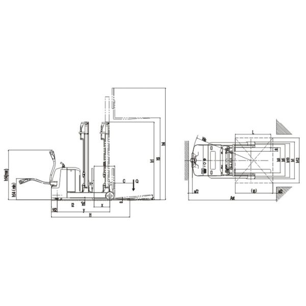 Mast el paseo eléctrico del alcance detrás del control de la CA de la carretilla elevadora 1250kg de baja gravedad