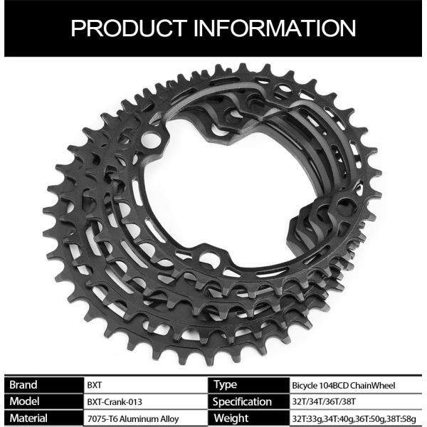 Aluminum Alloy Bicycles Parts 104BCD Mountain Road Bicycle Chainwheel ChainRings