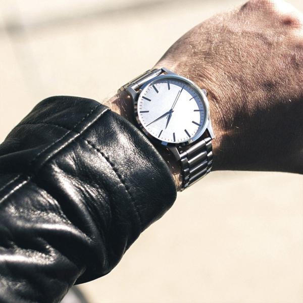 40mm Silver stainless steel chain my brand name logo custom printed watch
