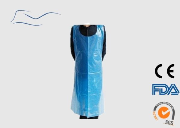 Dust Proof Disposable Blue Plastic Aprons For Sea Food Cooking 69 * 107CM
