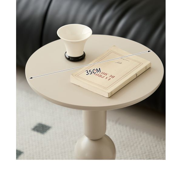Modern Round Sofa Side Table with Swivel Caster Wheels Wooden Center Table Nightstand Accent Coffee Table for Sofa Couch