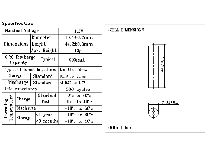 1.2v - батареи Ни МХ 1.25в 1050МАХ для СИД освещают жизнь длительного цикла