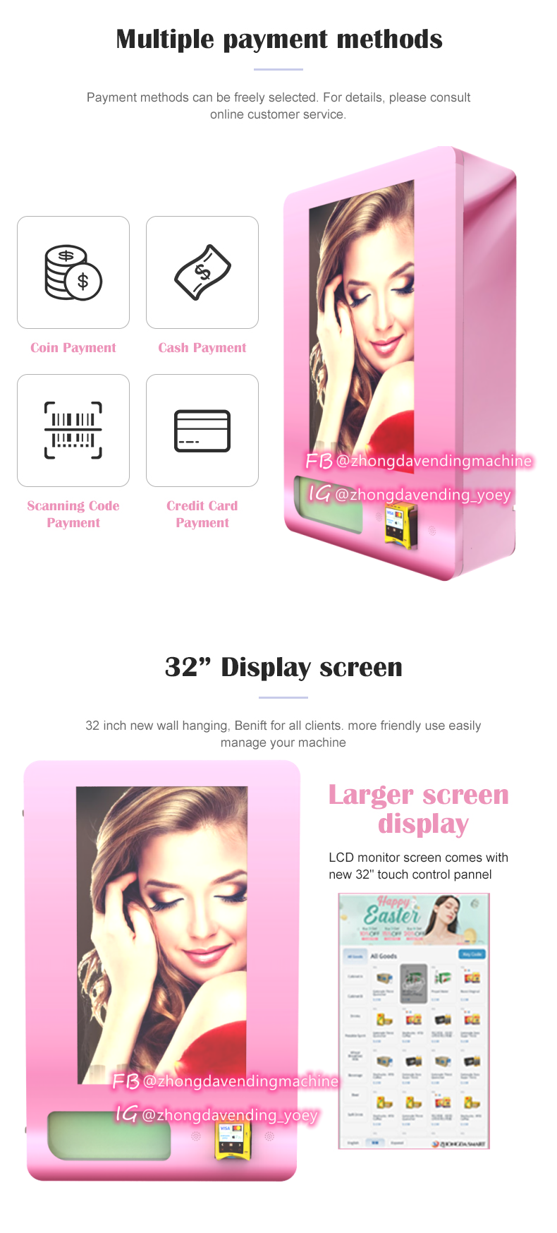 24-Hour Self-Service Mini Lashes Vending Machine Touch Screen Id Card Reader and Age Recognition