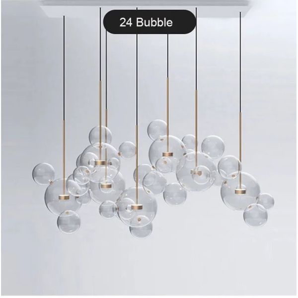 Modern Clear Glass Pendant Light Living Room Bubble Glass Hanging Lamp (WH-AP-670)