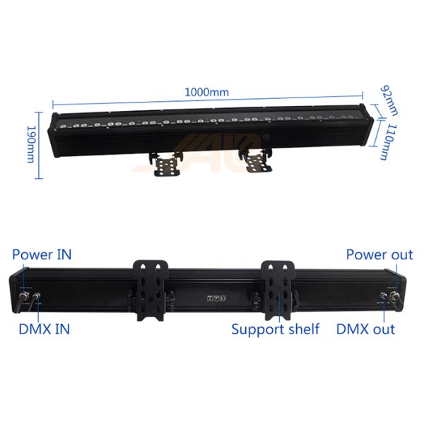 IP65 Linear Dimming 60hz 72*3W RGBWA LED Wash Wall Light