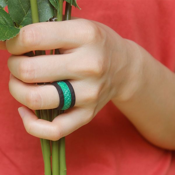 Fish Scale Silicone Wedding Ring Mermaid Stone Design For Women'S Birthday