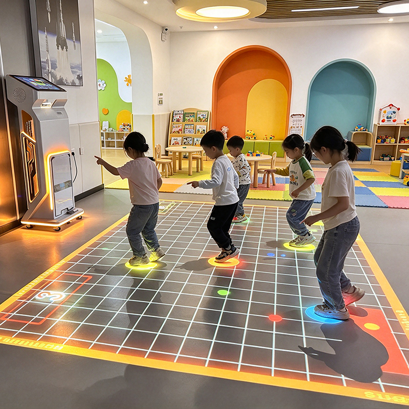 4100 Lumens Interactive Floor Projection System with Caster Wheels for Science Museum Exhibition Mobile Interactive Floor Projector
